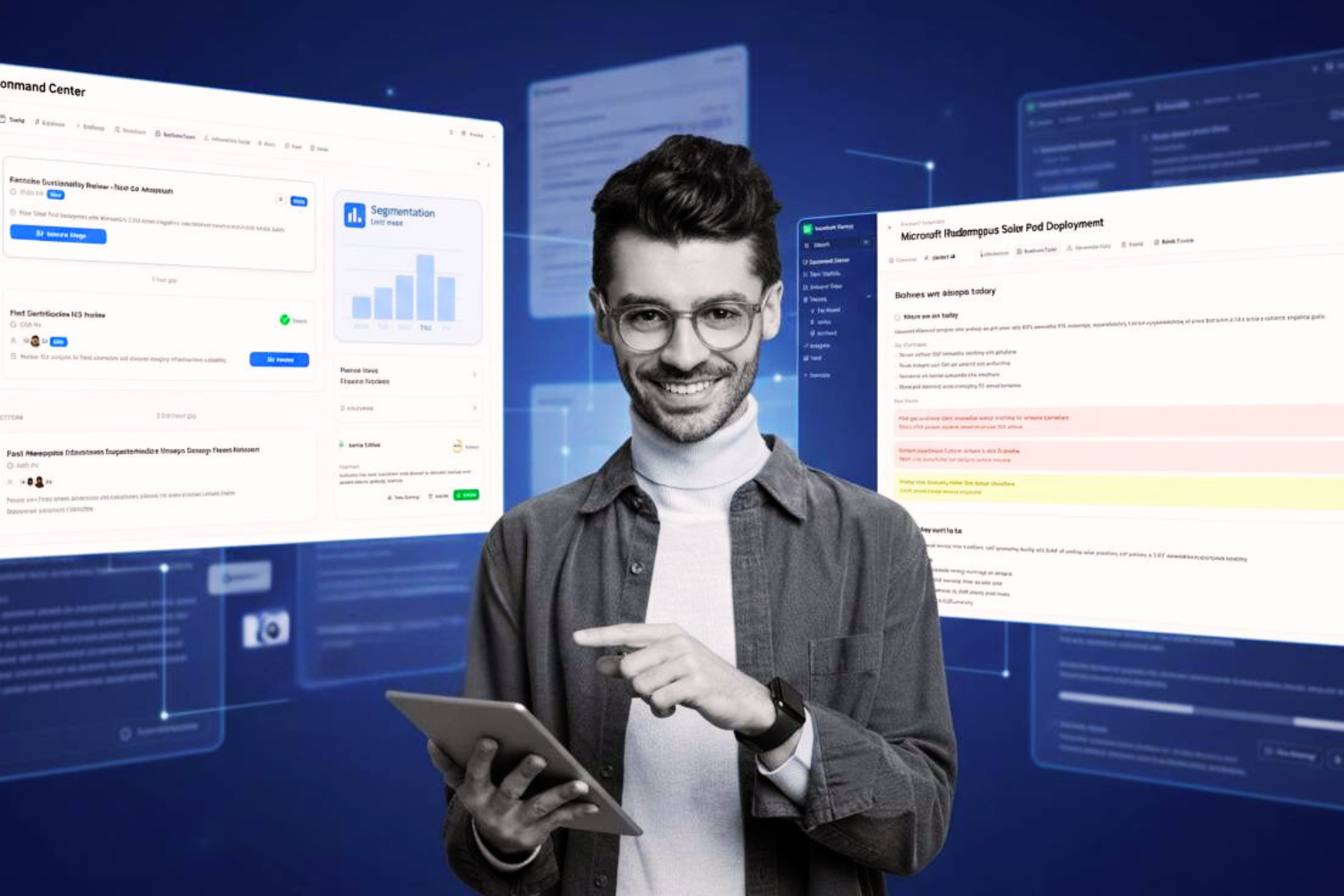 Man with images of ShiftUp